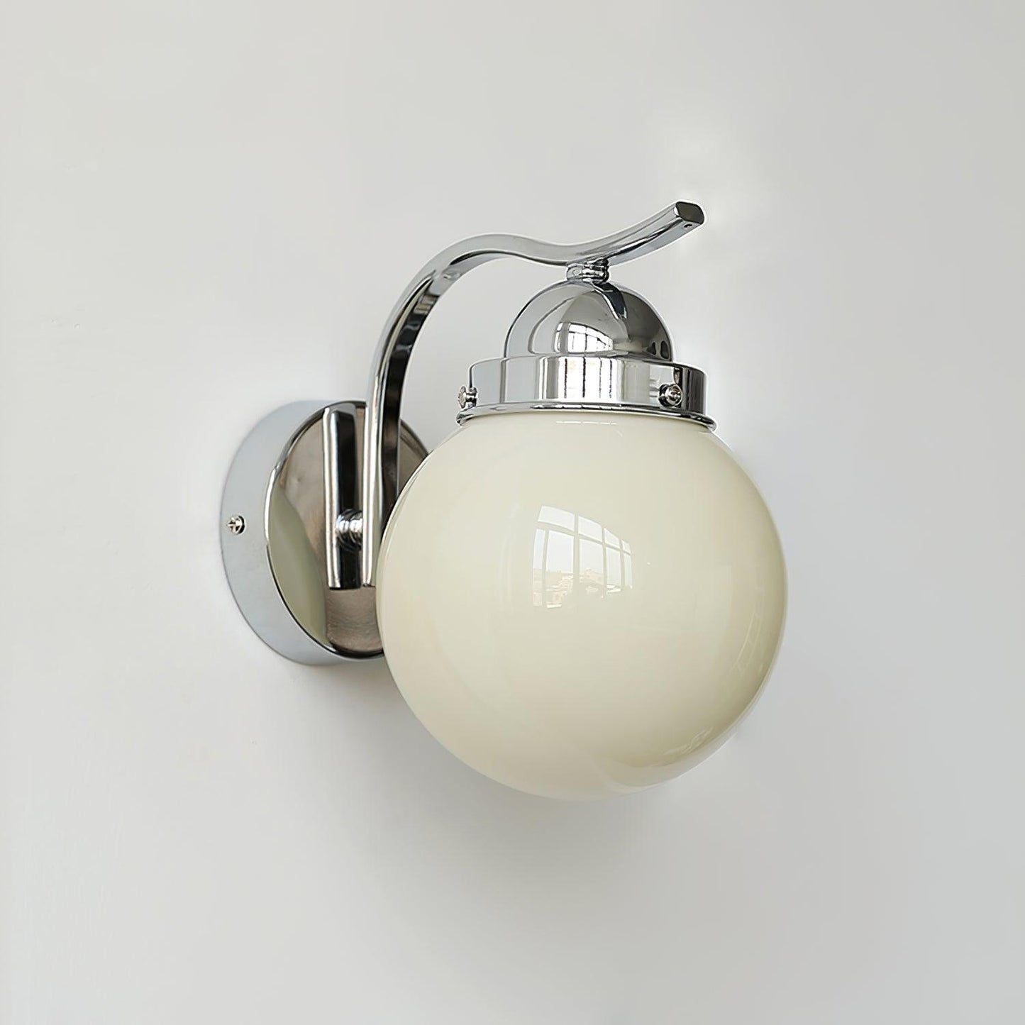 Ryttenberg Wall Lamp Φ 5.9″ x H 7.9″ / Dia 15cm x H 20cm / Chrome + Beige Wall lamp