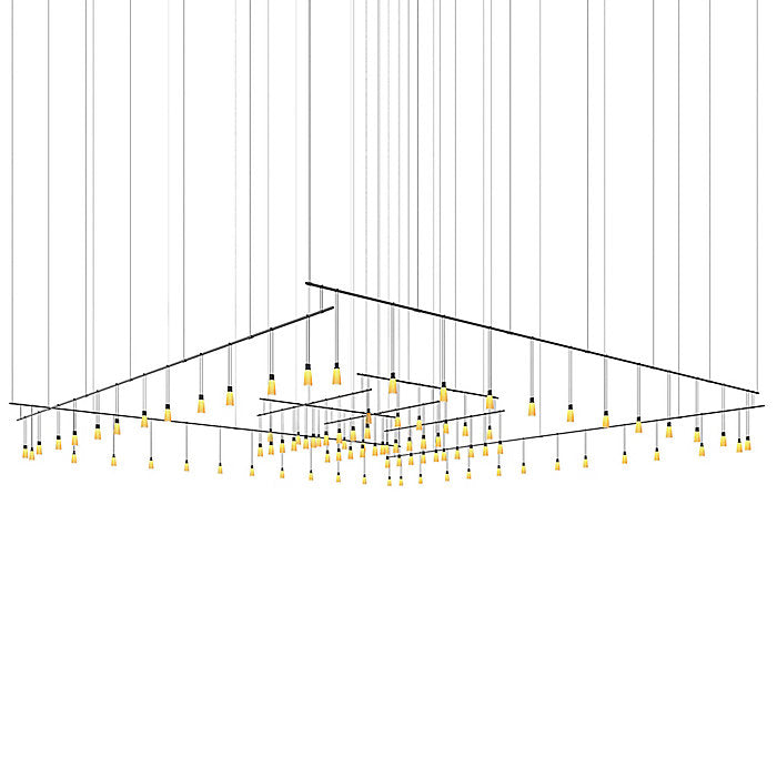 Suspenders Expanded LED Grid with Amber Tapered Bell Luminaires