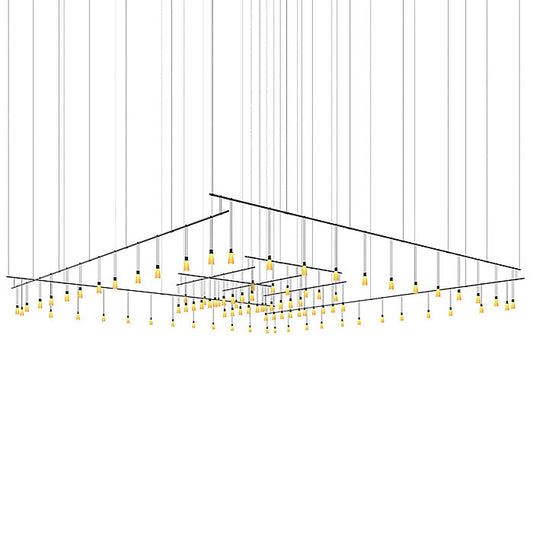 Suspenders Expanded LED Grid with Amber Tapered Bell Luminaires