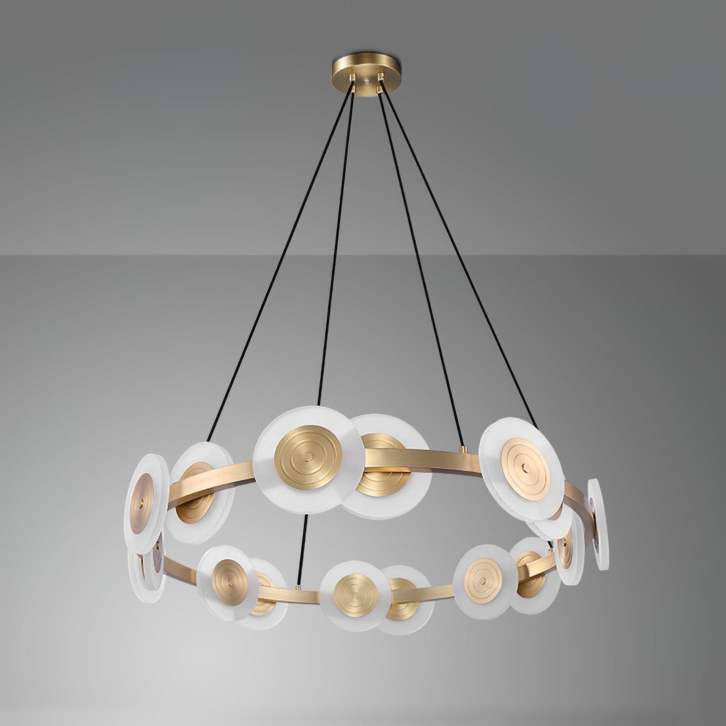 Samiya Nordic Chandelier 16heads ? 36.2″ x H 6.7″ / Dia 92cm x H 17cm / Brass + White / Warm Light Chandelier