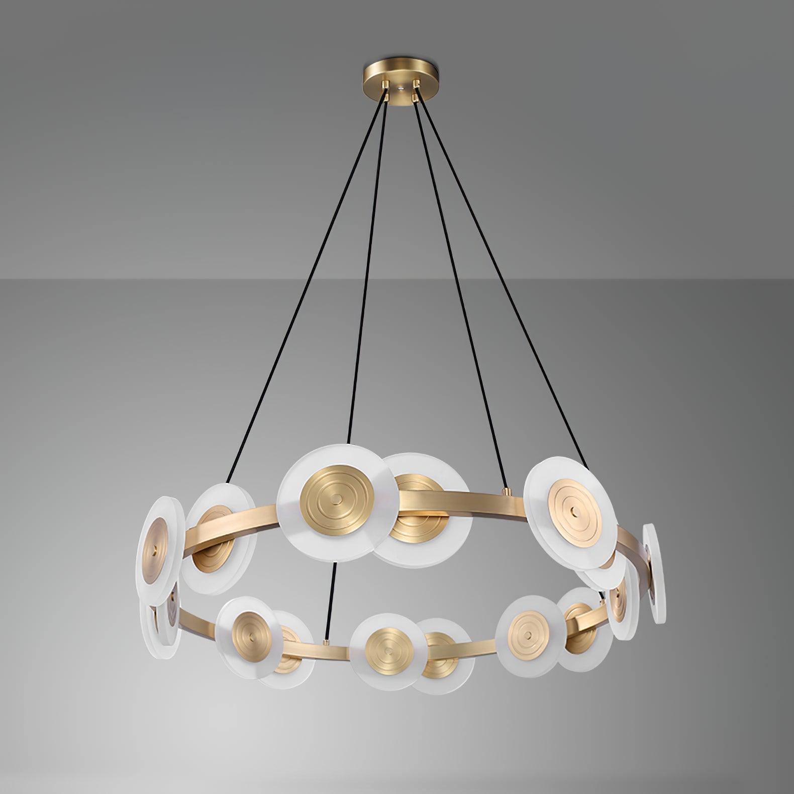Samiya Nordic Chandelier 16heads ? 36.2″ x H 6.7″ / Dia 92cm x H 17cm / Brass + White / Warm Light Chandelier