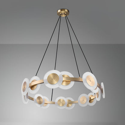 Samiya Nordic Chandelier 16heads ? 36.2″ x H 6.7″ / Dia 92cm x H 17cm / Brass + White / Warm Light Chandelier