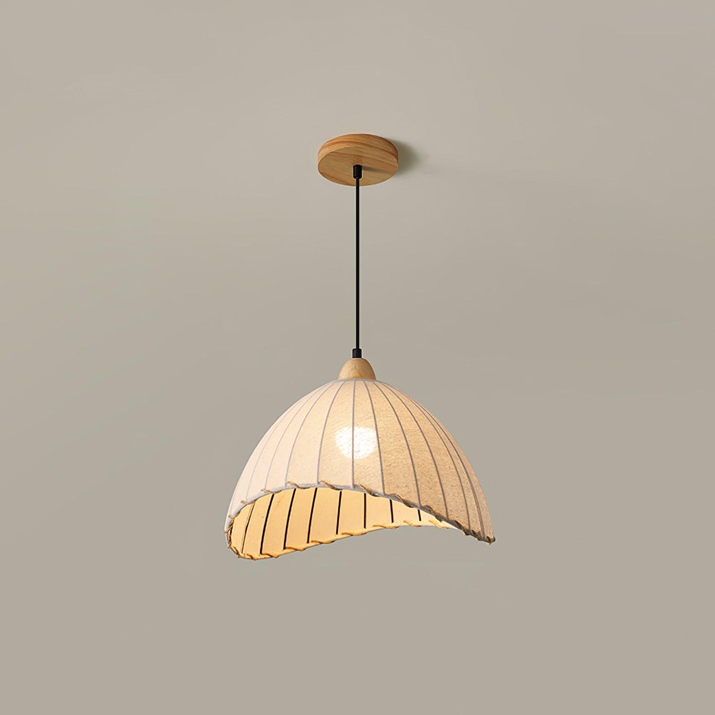 Sanna Pendant Lamp Model A ? 13.8″ x H 59″ / Dia 35cm x H 150cm / Natural wood color & White Pendant light