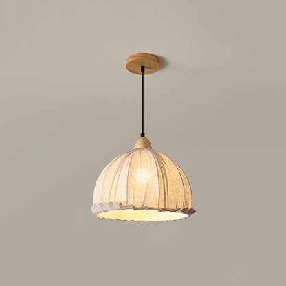 Sanna Pendant Lamp Model B ? 11.8″ x H 59″ / Dia 30cm x H 150cm / Natural wood color & White Pendant light