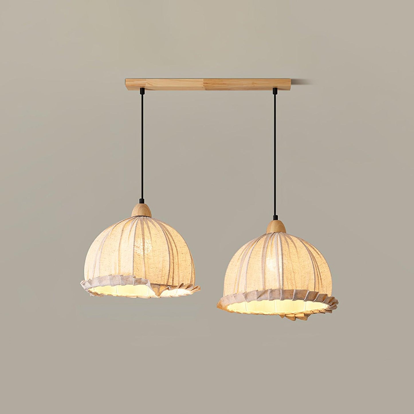 Sanna Pendant Lamp Model B L 19.7″ x H 59″ / L 50cm x H 150cm / Natural wood color & White Pendant light