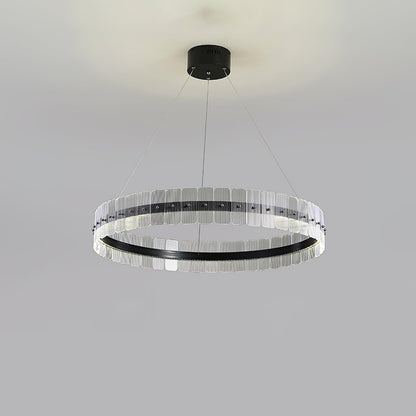 Saturno LED Chandelier ? 31.4″ x H 4.7″ / Dia 80cm x H 12cm / Black + Opaque / Warm White Chandelier