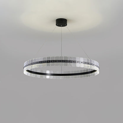 Saturno LED Chandelier ? 39.3″ x H 4.7″ / Dia 100cm x H 12cm / Black + Opaque / Warm White Chandelier