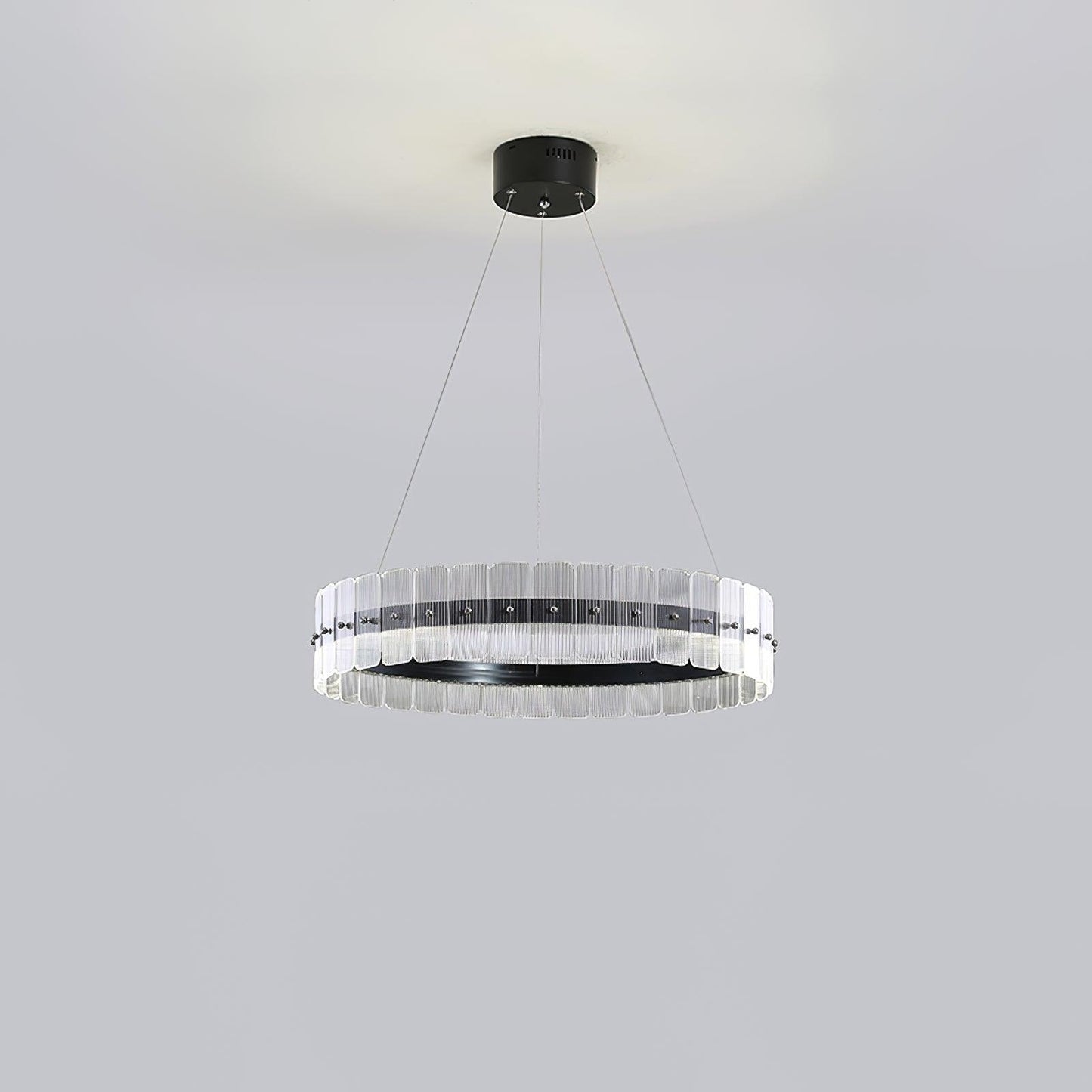 Saturno LED Chandelier ? 23.6″ x H 4.7″ / Dia 60cm x H 12cm / Black + Opaque / Warm White Chandelier