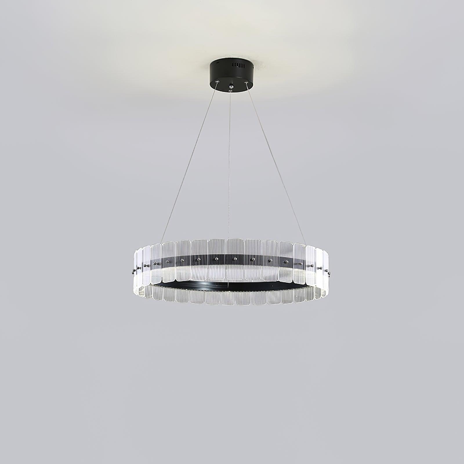 Saturno LED Chandelier ? 23.6″ x H 4.7″ / Dia 60cm x H 12cm / Black + Opaque / Warm White Chandelier