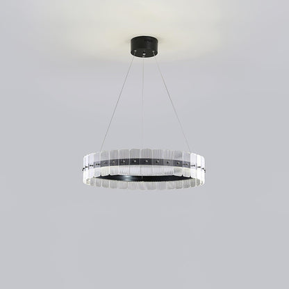 Saturno LED Chandelier ? 23.6″ x H 4.7″ / Dia 60cm x H 12cm / Black + Opaque / Warm White Chandelier