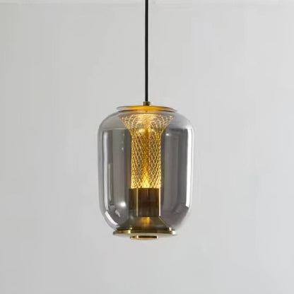 Savannah Glass Pendant Lights Dia 6.3″ x H 8.7″ / Dia 16cm x H 22cm / Gold + Smoke grey / Warm Light Pendant light
