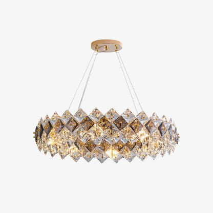 Scale Crystal Round Chandelier Φ 23.6″ x H 7.1″ / Dia 60cm x H 18cm / Grey + Clear Chandelier