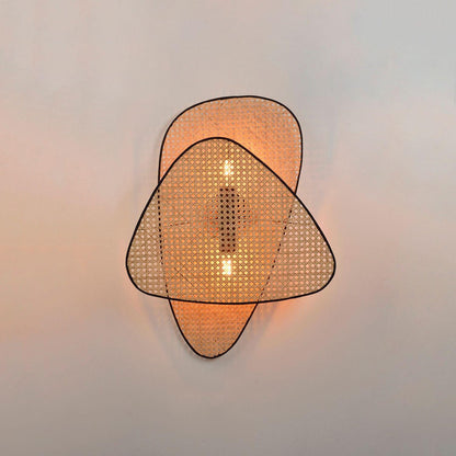 Screen Cannage Sconce ? 30.3″ x H 23.2″ / Dia 77cm x H 59cm / Natural Bamboo & Black Wall lamp