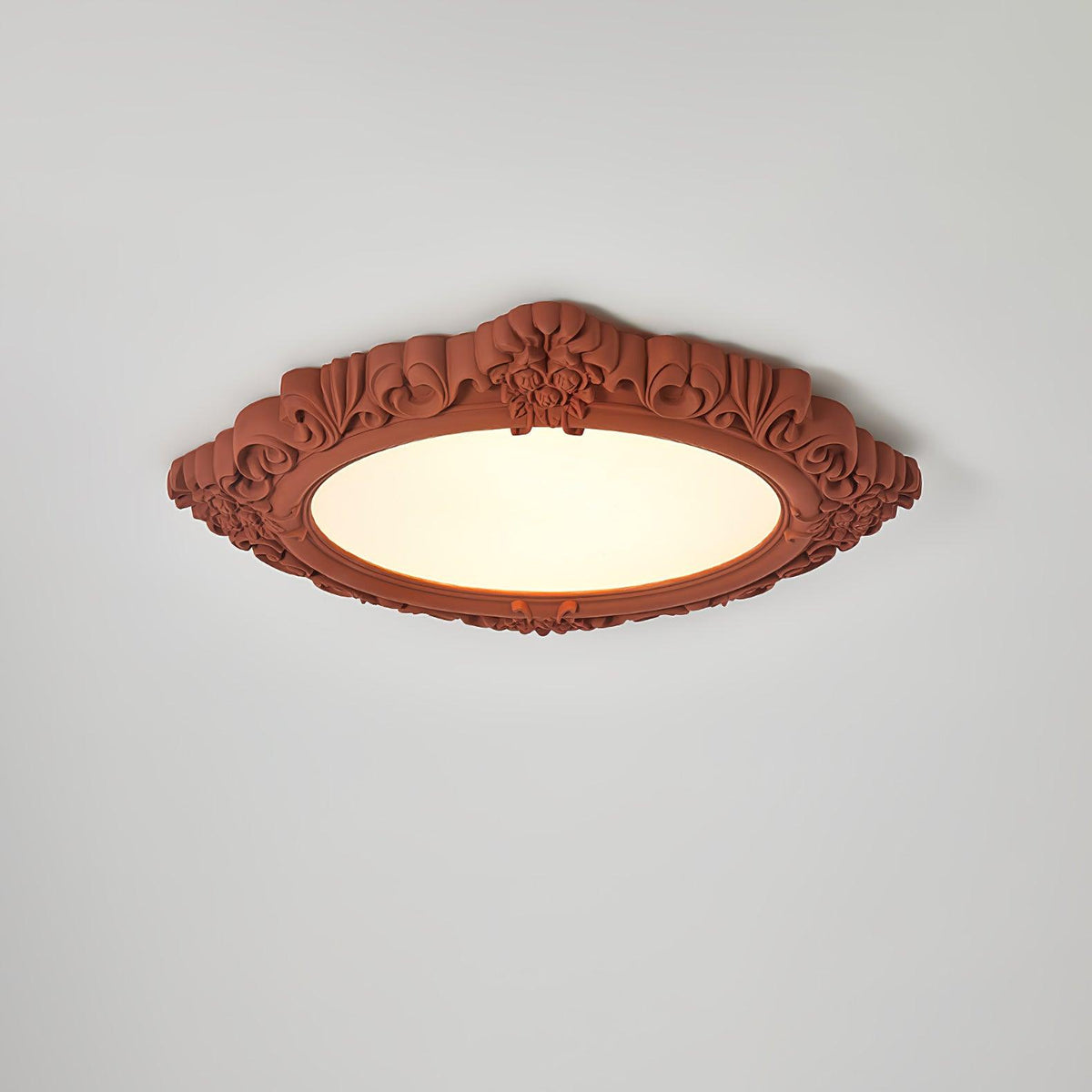 Sculpted Resin Ceiling Lamp Dia 34.3″ x W 27.2″ x H 3″ / Dia 87cm x W 69cm x H 7.5cm / Brick red / Warm light Ceiling lamp