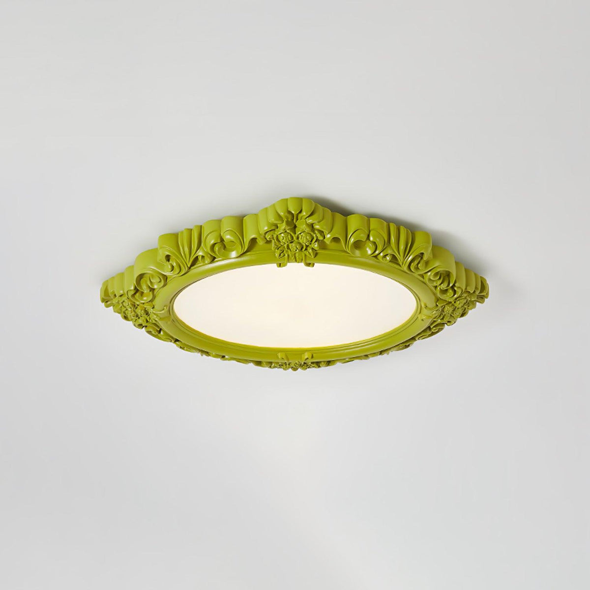 Sculpted Resin Ceiling Lamp Dia 34.3″ x W 27.2″ x H 3″ / Dia 87cm x W 69cm x H 7.5cm / Yellow-green / Warm light Ceiling