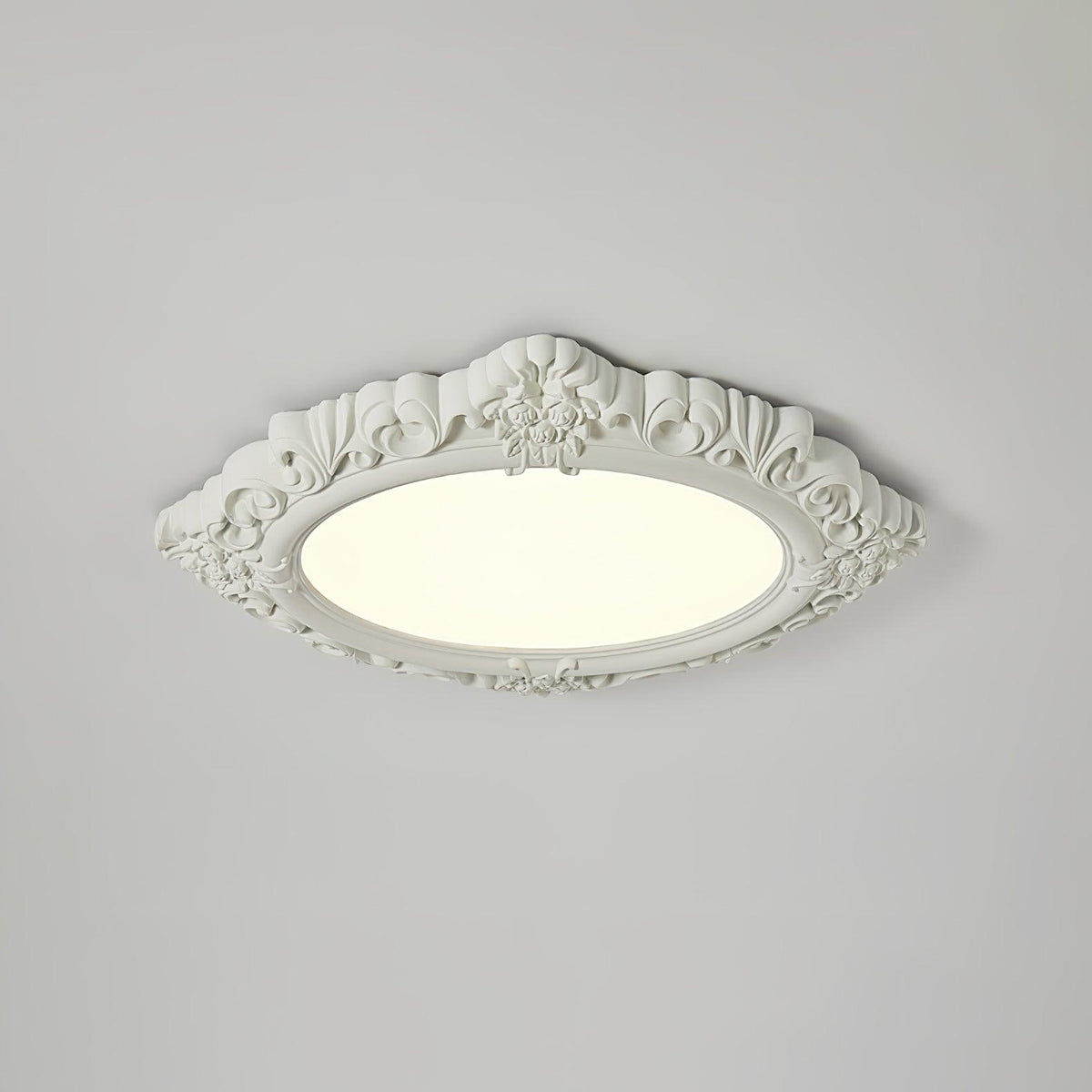 Sculpted Resin Ceiling Lamp Dia 34.3″ x W 27.2″ x H 3″ / Dia 87cm x W 69cm x H 7.5cm / White / Warm light Ceiling lamp