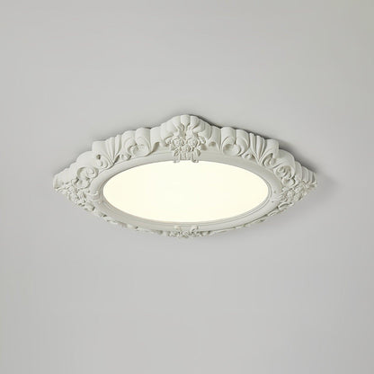 Sculpted Resin Ceiling Lamp Dia 34.3″ x W 27.2″ x H 3″ / Dia 87cm x W 69cm x H 7.5cm / White / Warm light Ceiling lamp
