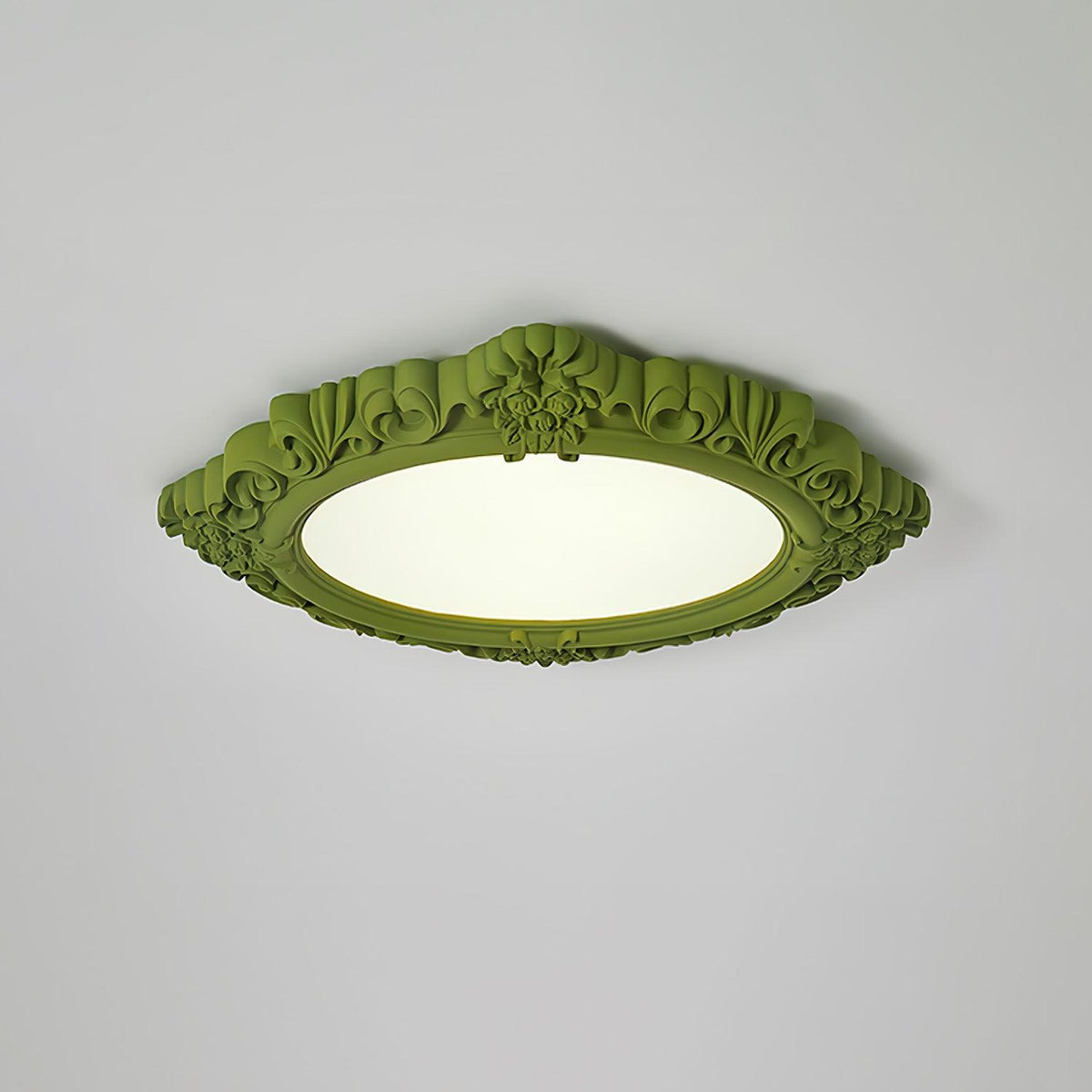 Sculpted Resin Ceiling Lamp Dia 34.3″ x W 27.2″ x H 3″ / Dia 87cm x W 69cm x H 7.5cm / Green / Warm light Ceiling lamp