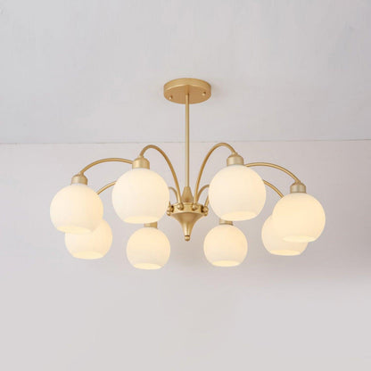Sculptural Glass Chandelier 8 heads Dia 35.4″ x H 7.9″ / Dia 90cm x H 20cm / Copper plated + White Chandelier