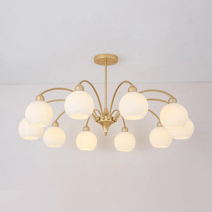 Sculptural Glass Chandelier 10 heads Dia 43.3″ x H 7.9″ / Dia 110cm x H 20cm / Copper plated + White Chandelier