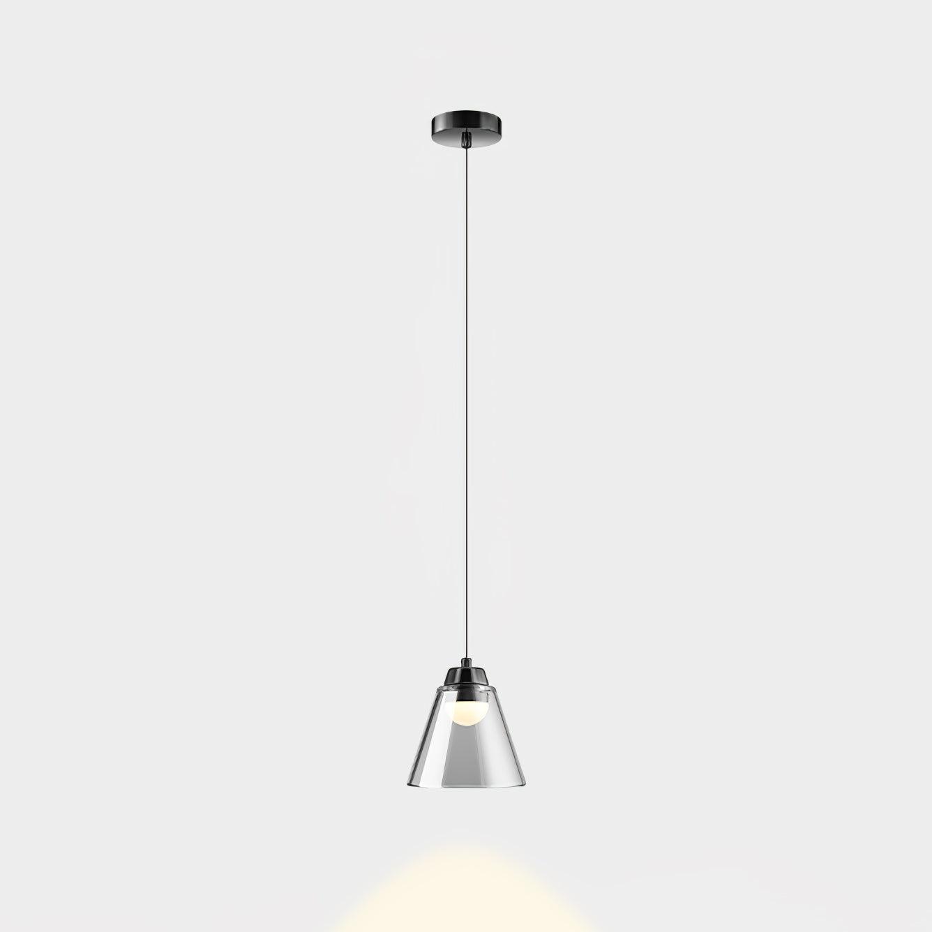 Sculptural Glass Pendant Lamp Dia 6.3″ x H 59″ / Dia 16cm x H 150cm / Black & Clear / Warm Light Pendant light
