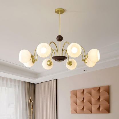 Sculptural Glass Ribbed Chandelier Chandelier