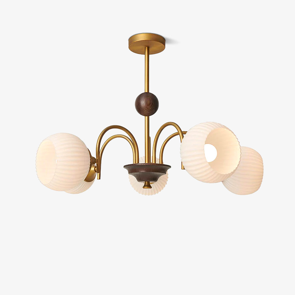 Sculptural Glass Ribbed Chandelier Chandelier