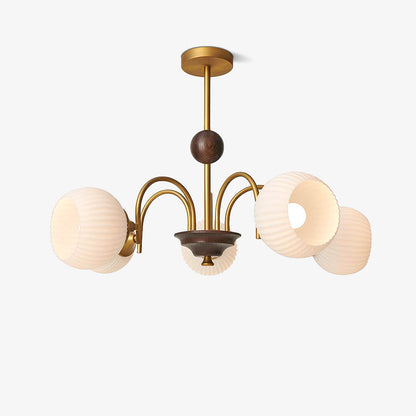Sculptural Glass Ribbed Chandelier Chandelier