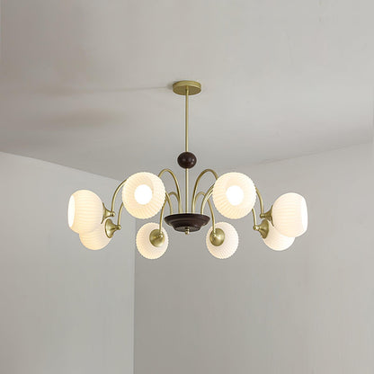 Sculptural Glass Ribbed Chandelier 8 heads ? 37.4″ x H 9.4″ / Dia 95cm x H 24cm / Gold Chandelier