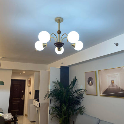 Sculptural Glass Ribbed Chandelier Chandelier