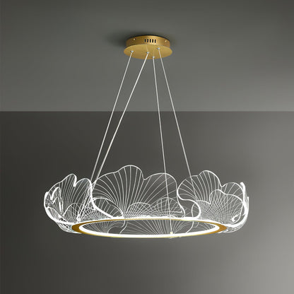 Sea Chandelier Dia 42.5″ x H 8.7″ / Dia 108cm x H 20cm (Power ~101W) Gold & Clear / Warm Light Chandelier