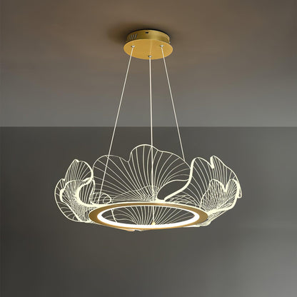 Sea Chandelier Dia 26.7″ x H 8.7″ / Dia 68cm x H 20cm (Power ~56W) Gold & Clear / Warm Light Chandelier