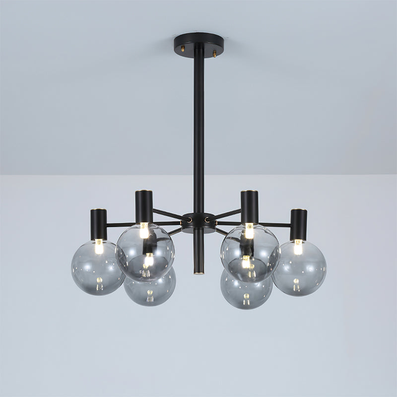 Selva Black Chandelier 6 Heads Dia 26″ x H 7.9″ / Dia 66cm x H 20cm / Black / Smoke gray Chandelier