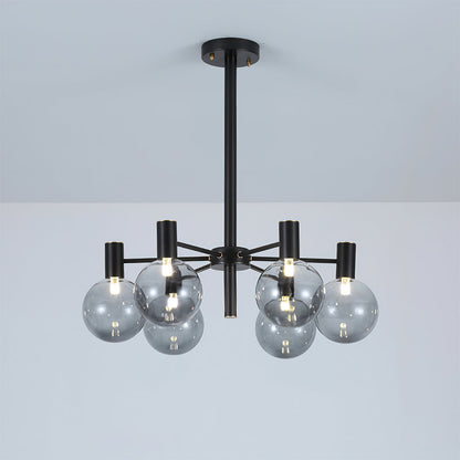 Selva Black Chandelier 6 Heads Dia 26″ x H 7.9″ / Dia 66cm x H 20cm / Black / Smoke gray Chandelier