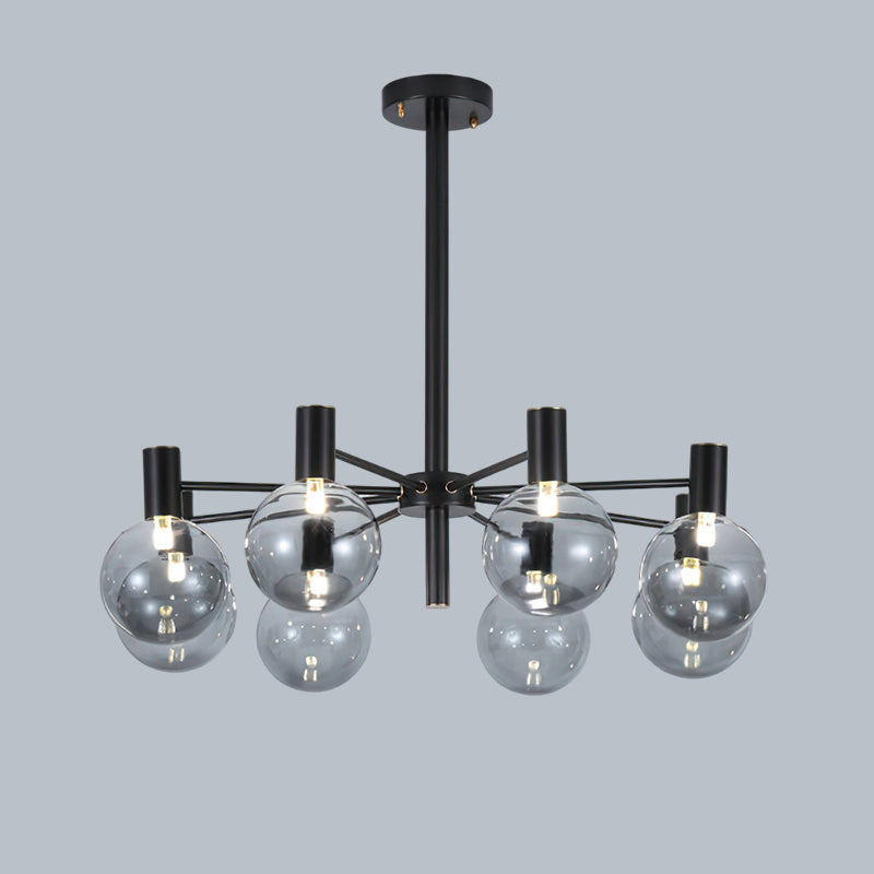 Selva Black Chandelier 8 Heads Dia 26″ x H 7.9″ / Dia 66cm x H 20cm / Black / Smoke gray Chandelier