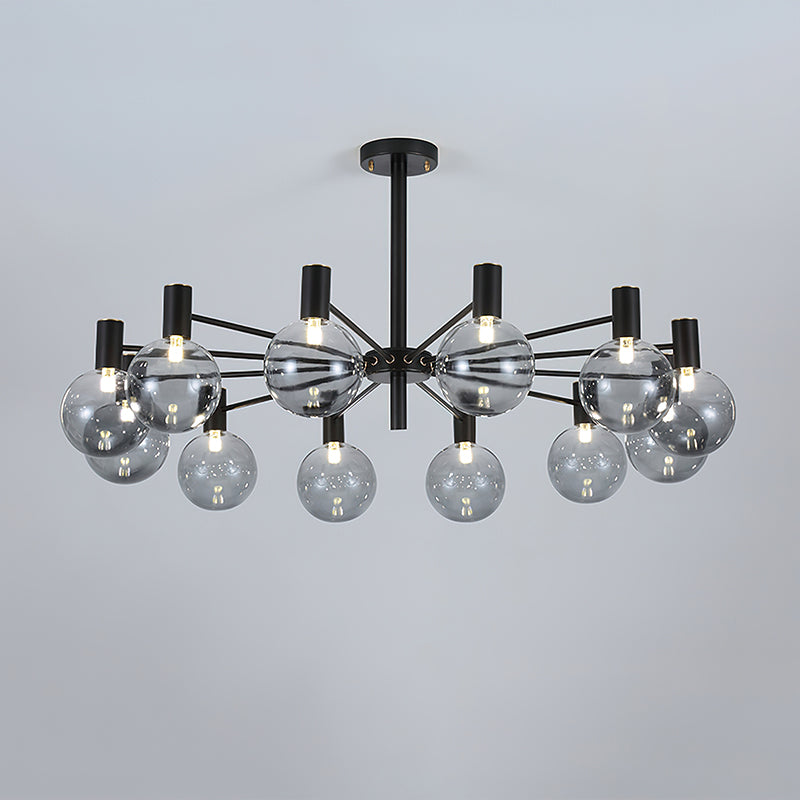 Selva Black Chandelier 12 Heads Dia 39.4″ x H 7.9″ / Dia 100cm x H 20cm / Black / Smoke gray Chandelier