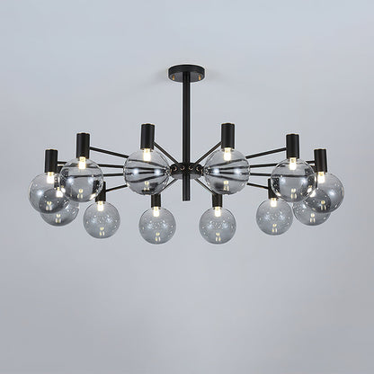 Selva Black Chandelier 12 Heads Dia 39.4″ x H 7.9″ / Dia 100cm x H 20cm / Black / Smoke gray Chandelier