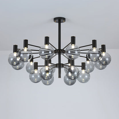 Selva Black Chandelier 12 + 6 Heads Dia 39.4″ x H 13.8″ / Dia 100cm x H 35cm / Black / Smoke gray Chandelier