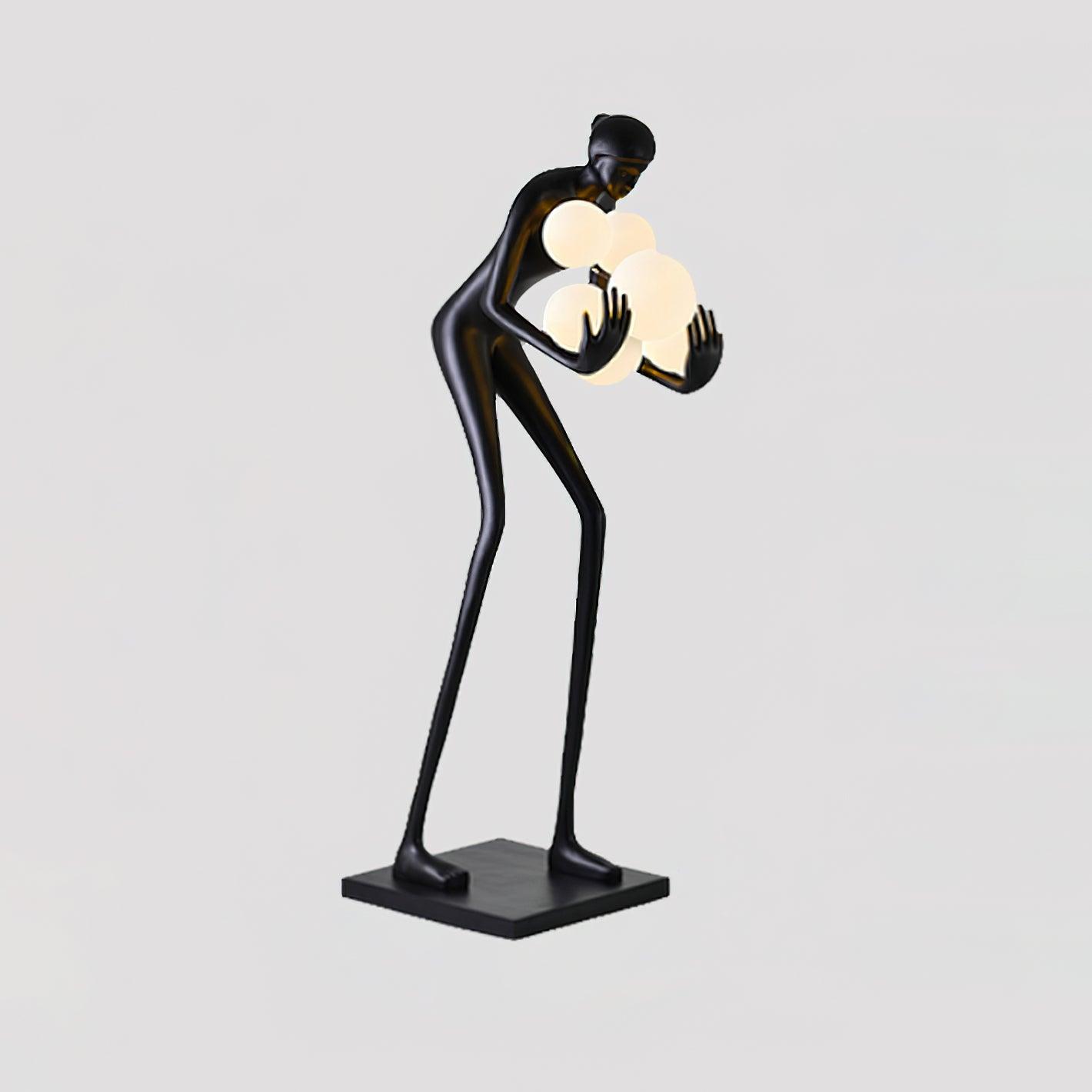 Sentinel Sculpture Floor Lamp Dia 23.6″ x H 70.8″ / Dia 60cm x H 180cm / Black & White glass ball / US Plug Floor lamp