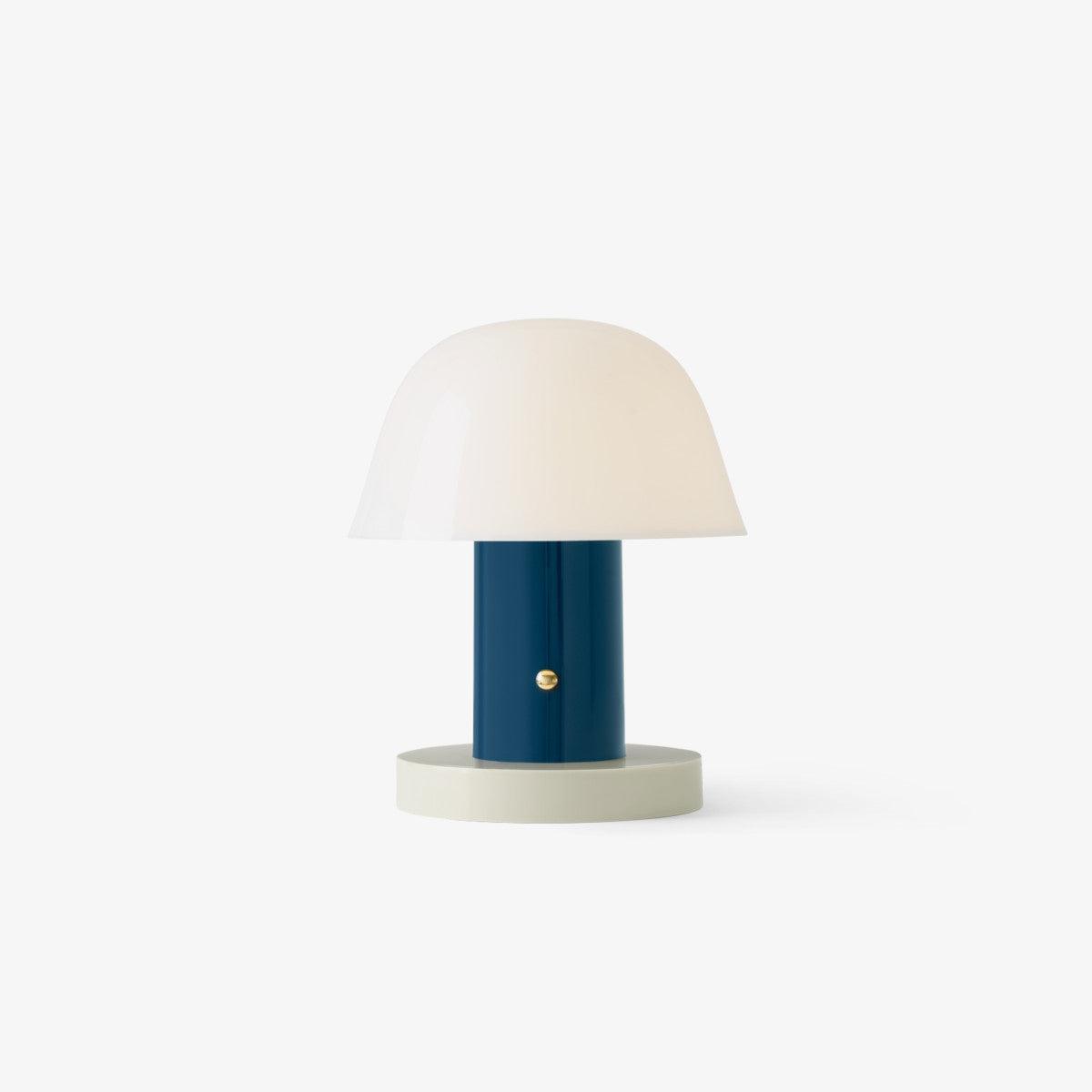 Mushroom Bliss Cordless Lamp ? 7″ x H 8.6″ / Dia 18cm x H 22cm / Blue & White / Touch Switch Table lamp