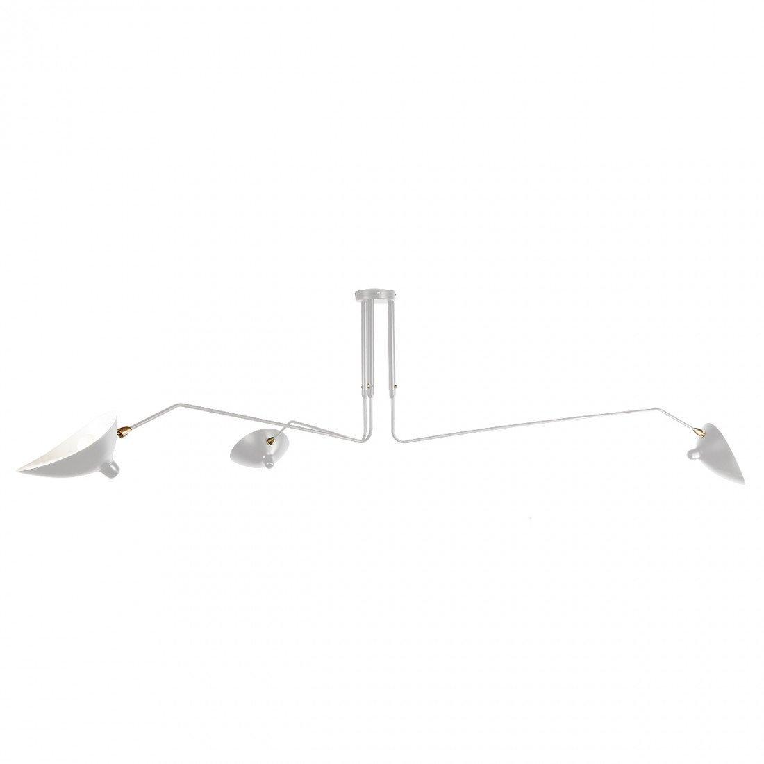 Serge Mouille Ceiling Light A 3heads L 59″ x H 12.6″ / L 150cm x H 32cm / White Ceiling lamp