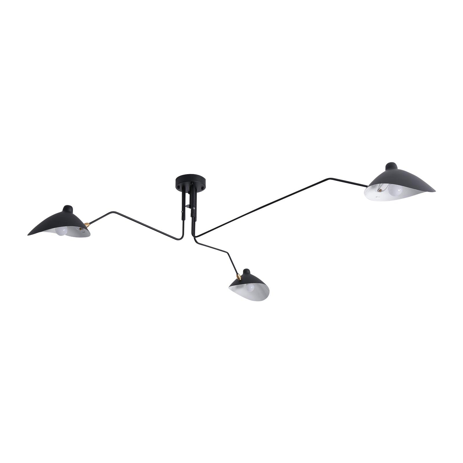 Serge Mouille Ceiling Light A 3heads L 59″ x H 12.6″ / L 150cm x H 32cm / Black Ceiling lamp