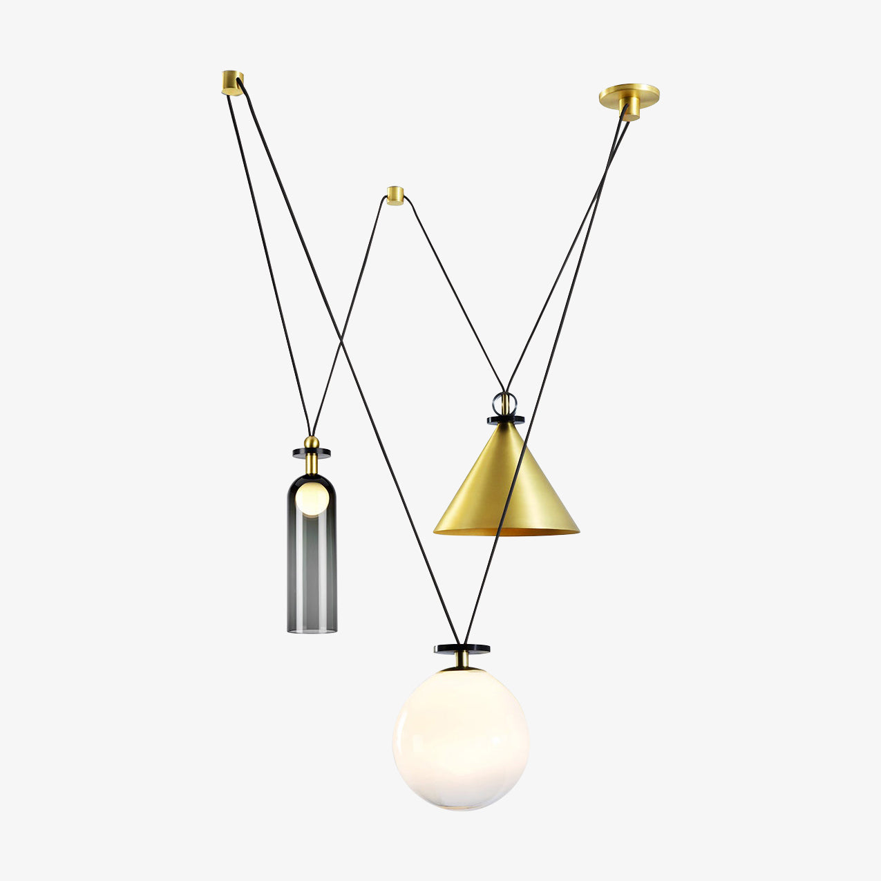Geometric Shape Art Modern Chandelier Section H: Dia 23.6″ x H 47.2″ / Dia 60cm x H 120cm Chandelier
