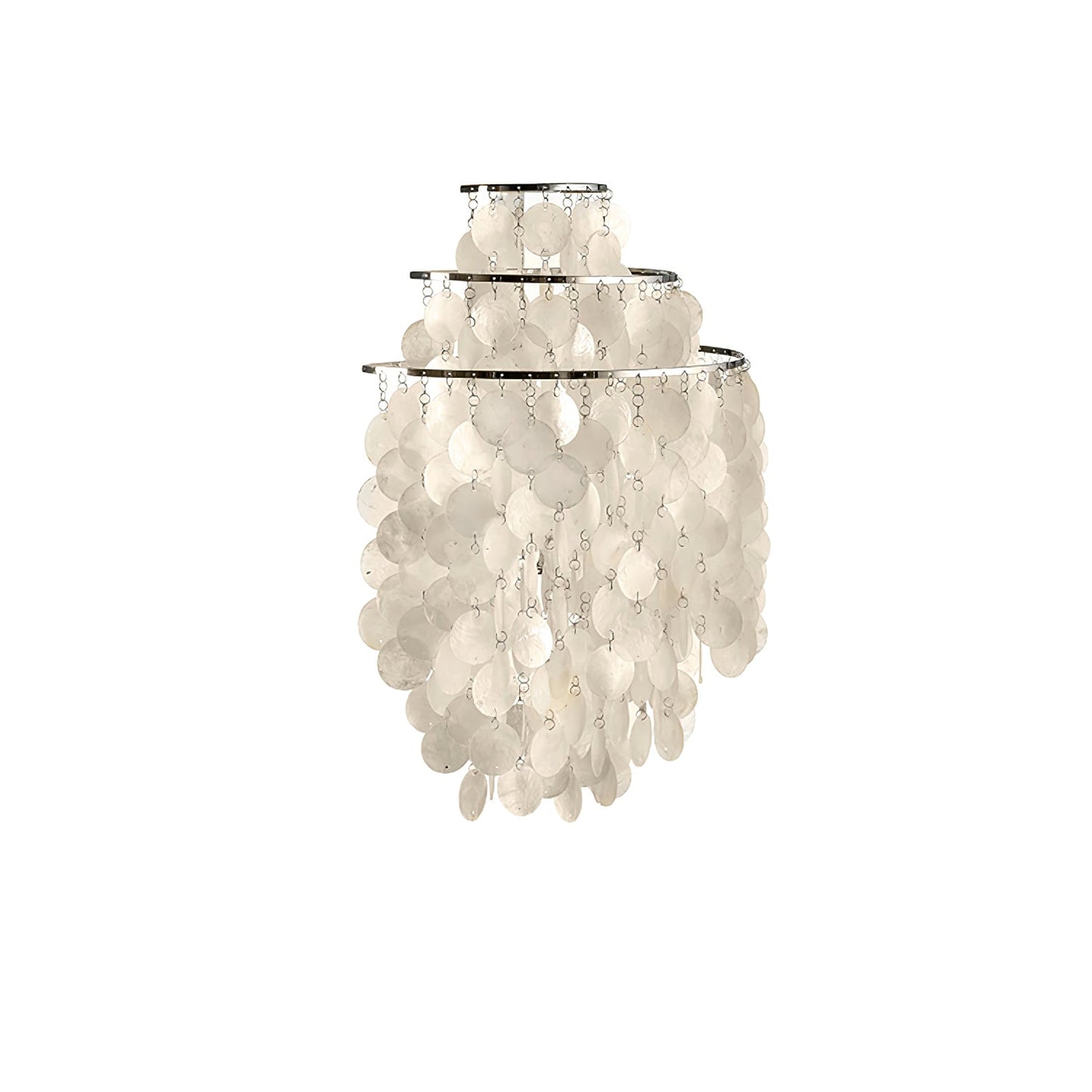 Shell Cascading Wall Light Dia 15.7″ x H 23.2″ / Chrome & White Shell / Single Wall lamp