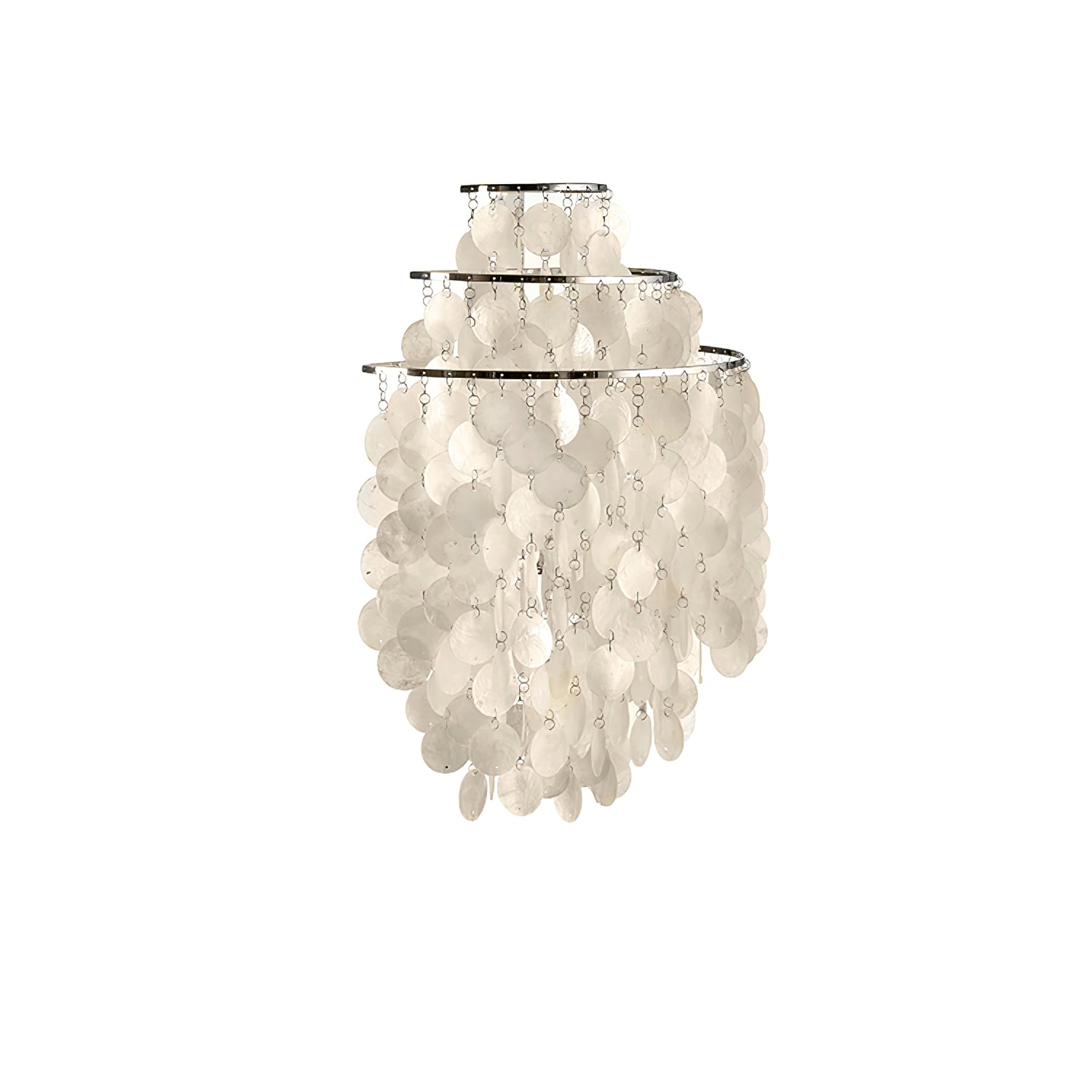 Shell Cascading Wall Light Dia 15.7″ x H 23.2″ / Chrome & White Shell / Single Wall lamp