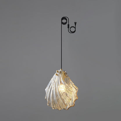 Shell Mini Pendant Swag Light 1 head ? 7.9″ x H 8.3″ / Dia 20cm x H 21cm / Brass + Amber / US Plug Pendant light