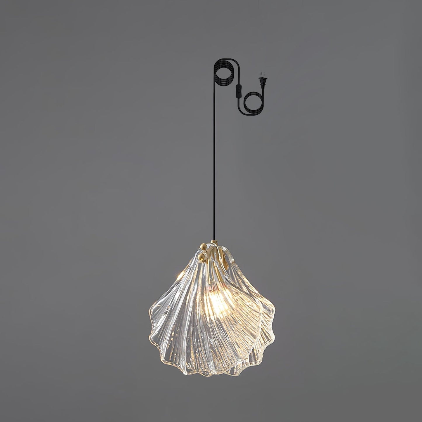 Shell Mini Pendant Swag Light 1 head ? 7.9″ x H 8.3″ / Dia 20cm x H 21cm / Brass + Clear / US Plug Pendant light