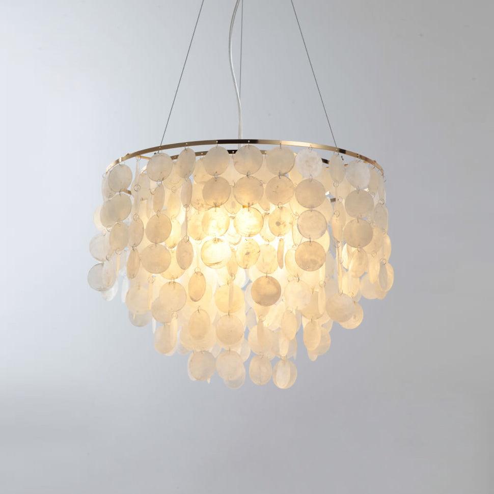 Shell Wind Chime Chandelier ? 19.7″ x H 13.8″ / Dia 50cm x H 35cm / Copper + White Chandelier