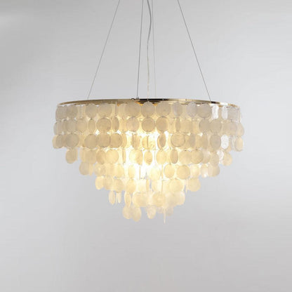 Shell Wind Chime Chandelier ? 31.5″ x H 15.7″ / Dia 80cm x H 40cm / Copper + White Chandelier
