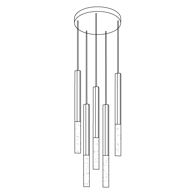 Shine Vertical Plumage Suspension 5 heads ? 11.8″ x H 78.7″ / Dia 30cm x H 200cm / Gold / Warm Light Pendant light
